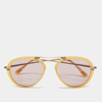 Pre Owned Tom Ford Light Yellow TF473 Aaron Sunglasses