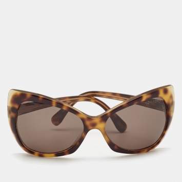 Pre Owned Tom Ford Brown Tortoise Nico TF175 Butterfly Sunglasses