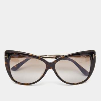 Pre Owned Tom Ford Brown Tortoise Reveka Gradient Sunglasses