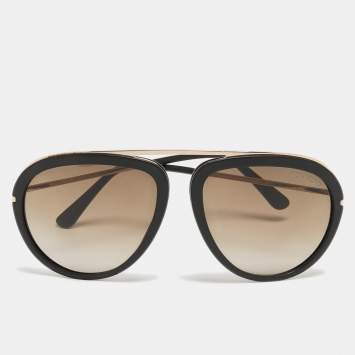 Pre Owned Tom Ford Matte Black/Brown TF452 Stacy Sunglasses