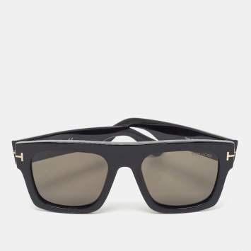 Pre Owned Tom Ford Black  Fausto Tf711 Rectangle  Sunglasses