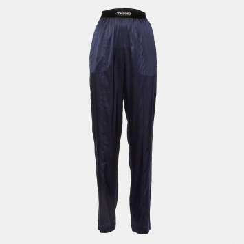 Pre Owned Tom Ford Navy Blue Silk Trousers XS