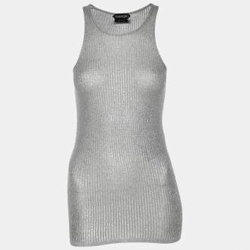 Pre Owned Tom Ford Silver Rib Knit Tank Top XS