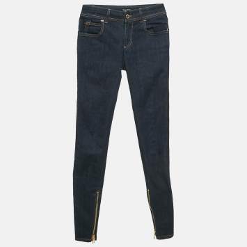 Pre Owned Tom Ford Dark Blue Denim Zipper Detail Skinny Fit Jeans M Waist 28"