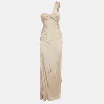 Pre Owned Tom Ford Champaign Pink Jersey One Shoulder Evening Dress XXS 