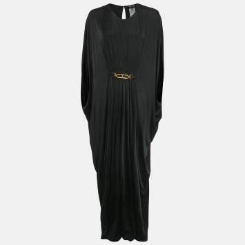 مملوكة مسبقًا Tom ford Black Jersey Belted Kaftan Maxi Dress S