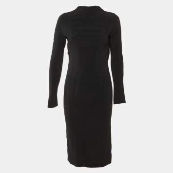Pre Owned Tom Ford Black Crepe Open Back Midi Dress M
