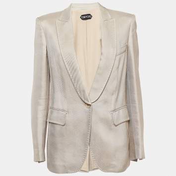 Pre Owned Tom Ford Beige Textured Single Breasted Blazer XS