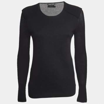 Pre Owned Tom Ford Black Cashmere Knit Long Sleeve Sweatshirt S