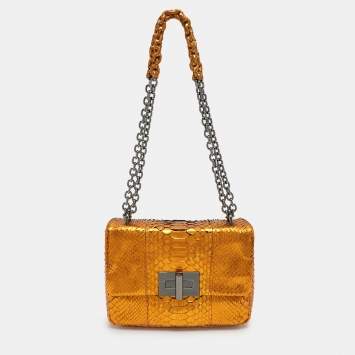 Pre Owned Tom Ford Gold Python Natalia Chain Shoulder Bag