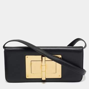 Pre Owned Tom Ford Black Leather Natalia Long Clutch Bag