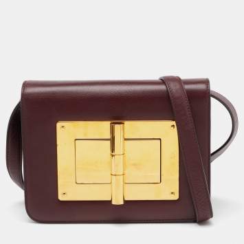 Pre Owned Tom Ford Burgundy Leather Small Natalia Crossbody Bag
