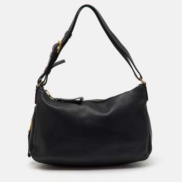 Pre Owned Tom Ford Black Leather Zip Around Shoulder Bag
