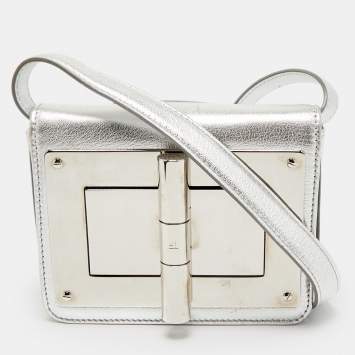Tom Ford Silver Leather Mini Natalia Crossbody Bag