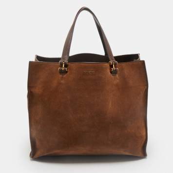 Pre Owned Tom Ford Two Tone Brown Suede Tote
