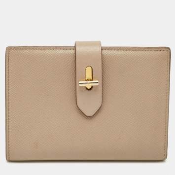 Tom Ford Beige Leather Turnlock Compact Wallet