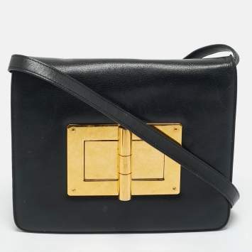Pre Owned Tom Ford Black Leather Large Natalia Shoulder Bag