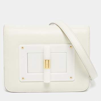 Pre Owned Tom Ford White Leather Small Natalia Crossbody Bag
