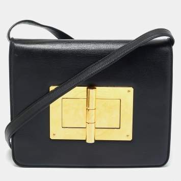 Pre Owned Tom Ford Black Leather Large Natalia Shoulder Bag