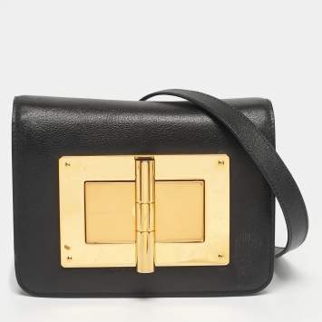 Pre Owned Tom Ford Black Leather Small Natalia Crossbody Bag