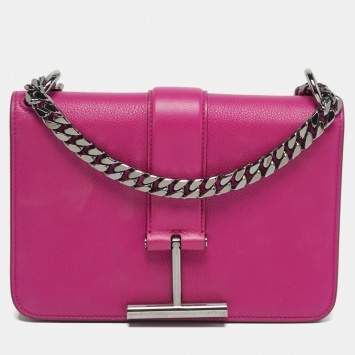 Pre Owned Tom Ford Tara Chain Pink Leather Shoulder Bag