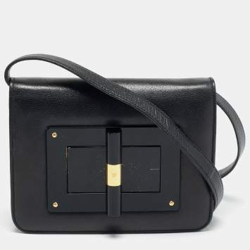 Pre Owned Tom Ford Natalia Small Black Leather Crossbody Bag