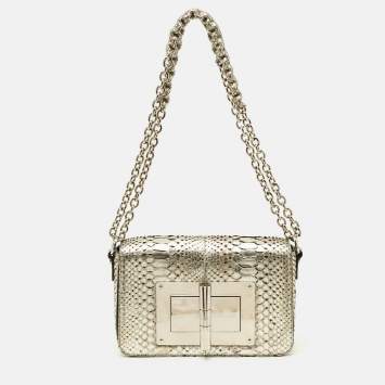 Pre Owned Tom Ford Natalia Silver Python Shoulder Bag