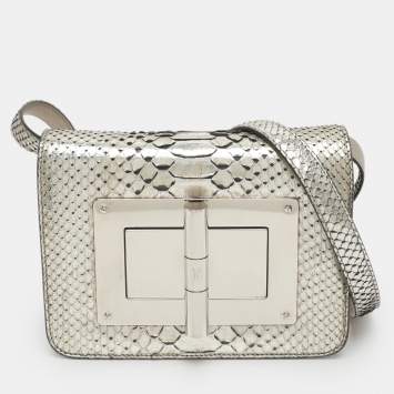 Pre Owned Tom Ford Natalia Small Silver Python Crossbody Bag