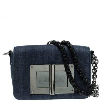 Pre Owned Tom Ford Blue Denim Natalia Crossbody Bag