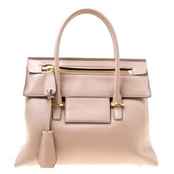 Pre Owned Tom Ford Beige Leather Icon Top Handle Bag