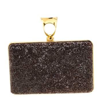 Pre Owned Tom Ford Brown Gems Embellished Ring Clutch