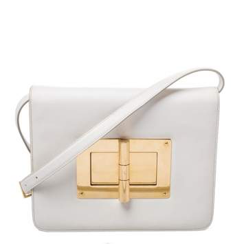 Pre Owned Tom Ford Cream Leather Large Natalia Shoulder Bag