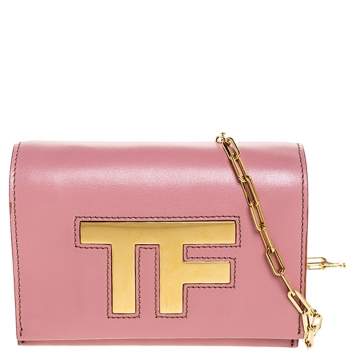 Pre Owned Tom Ford Pink Leather TF Small Chain Crossbody Bag