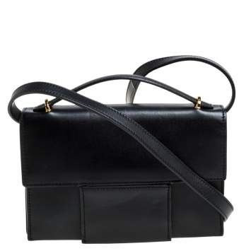Pre Owned Tom Ford Black Leather Flap Top Handle Bag