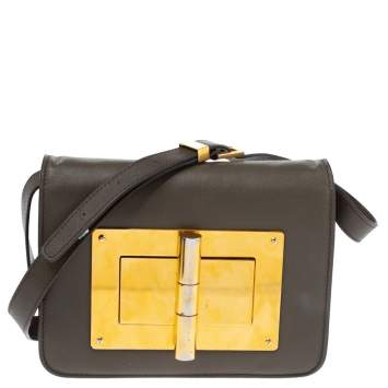 Pre Owned Tom Ford Khaki Leather Small Natalia Crossbody Bag