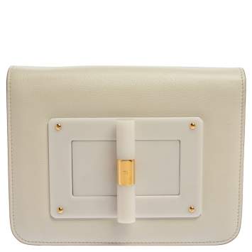 Pre Owned Tom Ford White Leather Small Natalia Crossbody Bag