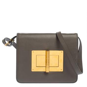 Pre Owned Tom Ford Grey Leather Medium Natalia Shoulder Bag