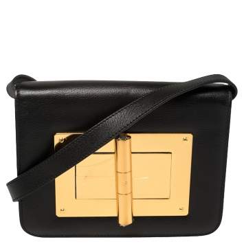 Pre Owned Tom Ford Black Leather Small Natalia Crossbody Bag