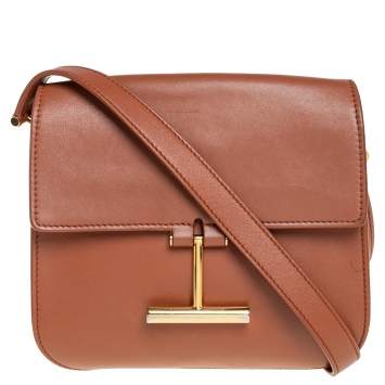 Pre Owned Tom Ford Tan Leather Mini Tara Crossbody Bag
