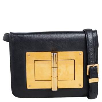 Pre Owned Tom Ford Black Leather Small Natalia Crossbody Bag