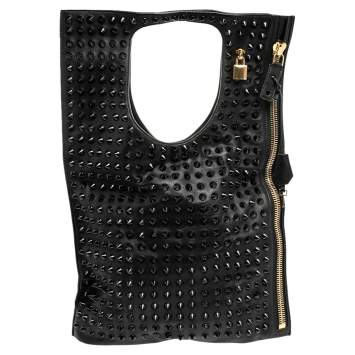 Pre Owned Tom Ford Black Leather Alix Studded Shoulder Bag