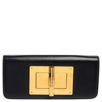 Pre Owned Tom Ford Black Leather Natalia Convertible Clutch