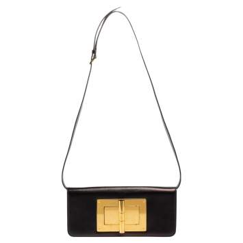 Pre Owned Tom Ford Black Leather Natalia Convertible Clutch