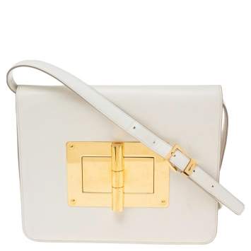 Pre Owned Tom Ford White Leather Large Natalia Shoulder Bag