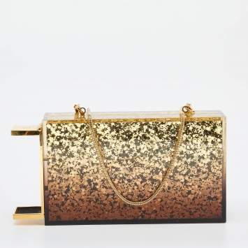 Pre Owned Tom Ford Metallic Gold Ombre Plexiglass Minaudiere Clutch