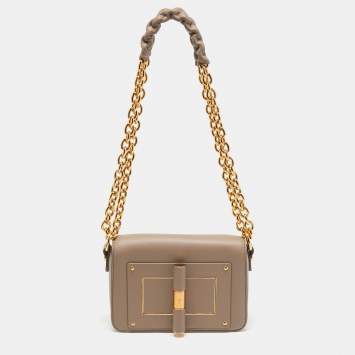 Pre Owned Tom Ford Grey Leather Natalia Shoulder Bag