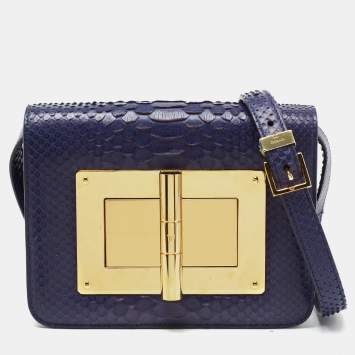 Pre Owned Tom Ford Blue Python Small Natalia Crossbody Bag