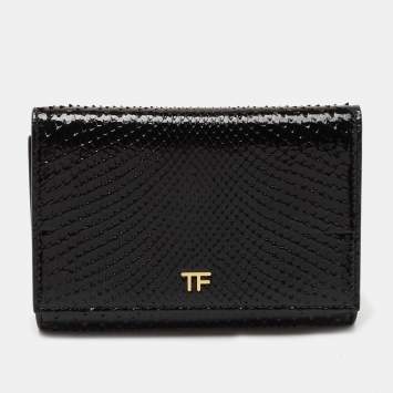 Pre Owned Tom Ford Black Python Flap Frence Wallet 