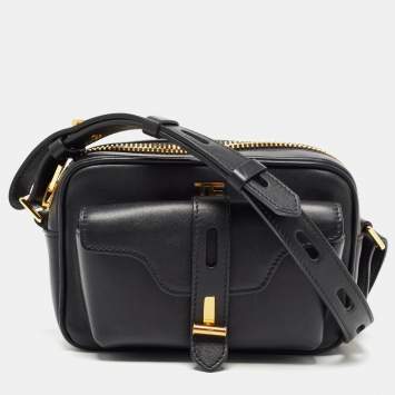 Pre Owned Tom Ford Black Leather T Twist Camera Bag