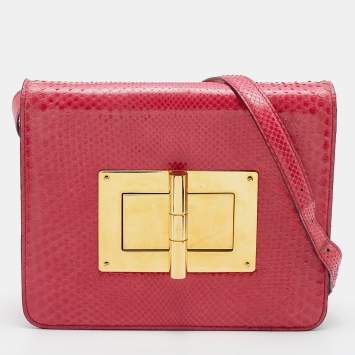Pre Owned Tom Ford Pink Python Large Natalia Shoulder Bag
